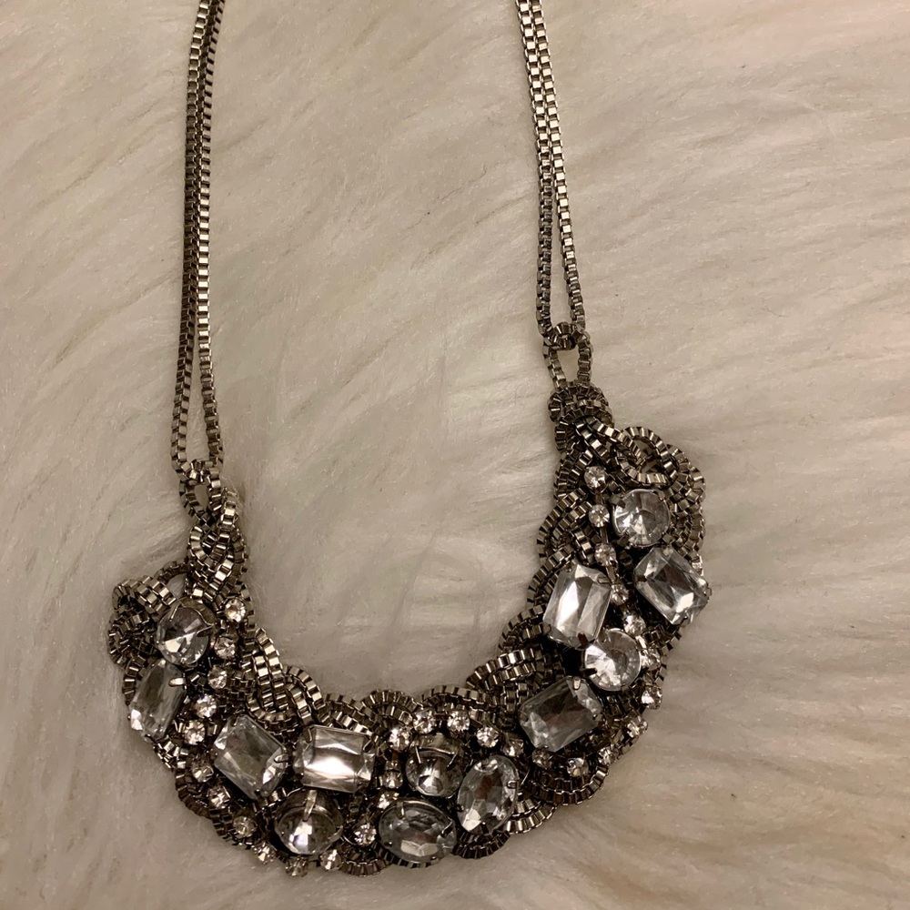 Silver collar statement necklace